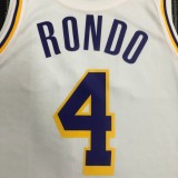 NBA Men Los Angeles Lakers #4 RONDO Retro White Round Neck Jersey High Quality Name and Number Print