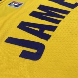 NBA 75th Anniversary Los Angeles Lakers Yellow Round Neck #6 JAMES Jersey High Quality Name and Number Print