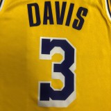 NBA 75th Anniversary Los Angeles Lakers Yellow Round Neck #3 DAVIS Jersey High Quality Name and Number Print