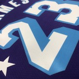 NBA Season 2022 75th Anniversary Los Angeles Lakers Purple Round Neck #23 JAMES Jersey High Quality Name and Number Print