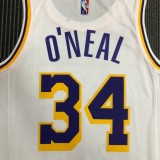 NBA 75th Anniversary Los Angeles Lakers White Round Neck #34 O'NEAL Jersey High Quality Name and Number Print