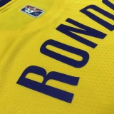 NBA 75th Anniversary Los Angeles Lakers Yellow Round Neck #4 RONDO Jersey High Quality Name and Number Print