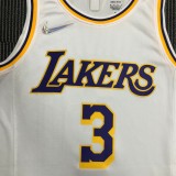 NBA 75th Anniversary Los Angeles Lakers White Round Neck #3 DAVIS Jersey High Quality Name and Number Print
