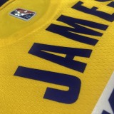 NBA 75th Anniversary Los Angeles Lakers Yellow Round Neck #23 JAMES Jersey High Quality Name and Number Print