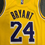 NBA 75th Anniversary Los Angeles Lakers Yellow Round Neck #24 BRYANT Jersey High Quality Name and Number Print
