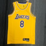 NBA 75th Anniversary Los Angeles Lakers Yellow Round Neck #8 BRYANT Jersey High Quality Name and Number Print