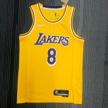 NBA 75th Anniversary Los Angeles Lakers Yellow Round Neck #8 BRYANT Jersey High Quality Name and Number Print