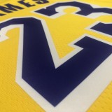 NBA 75th Anniversary Los Angeles Lakers Yellow Round Neck #23 JAMES Jersey High Quality Name and Number Print
