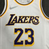 NBA 75th Anniversary Los Angeles Lakers White Round Neck #23 JAMES Jersey High Quality Name and Number Print