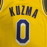 NBA 75th Anniversary Los Angeles Lakers Yellow Round Neck #0 KUZMA Jersey High Quality Name and Number Print