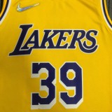 NBA 75th Anniversary Los Angeles Lakers Yellow Round Neck #39 HOWARD Jersey High Quality Name and Number Print