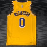 NBA 75th Anniversary Los Angeles Lakers Yellow Round Neck #0 WESTBROOK Jersey High Quality Name and Number Print