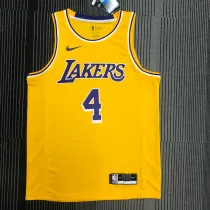 NBA Men Los Angeles Lakers Retro Yellow Round Neck #4 RONDO Jersey High Quality Name and Number Print
