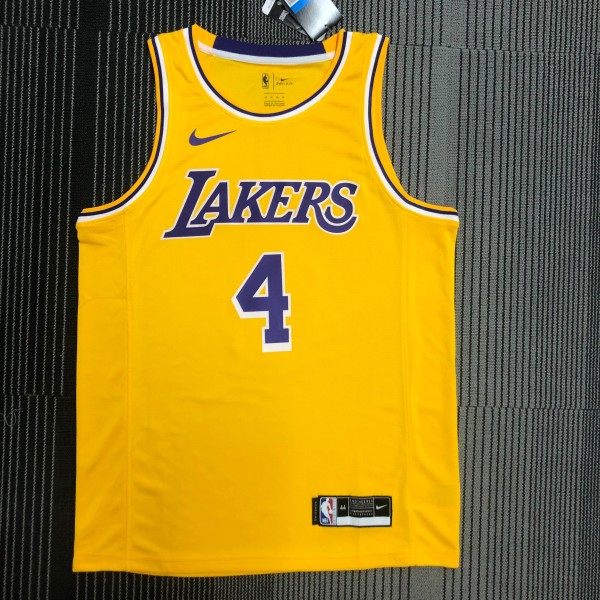NBA Men Los Angeles Lakers Retro Yellow Round Neck #4 RONDO Jersey High Quality Name and Number Print