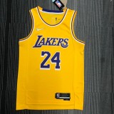 NBA 75th Anniversary Los Angeles Lakers Yellow Round Neck #24 BRYANT Jersey High Quality Name and Number Print