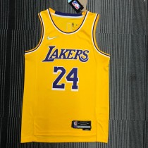 NBA 75th Anniversary Los Angeles Lakers Yellow Round Neck #24 BRYANT Jersey High Quality Name and Number Print