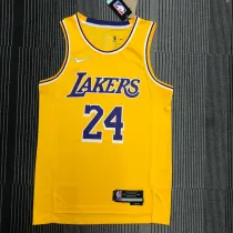 NBA 75th Anniversary Los Angeles Lakers Yellow Round Neck #24 BRYANT Jersey High Quality Name and Number Print