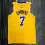 NBA 75th Anniversary Los Angeles Lakers Yellow Round Neck #7 ANTHONY Jersey High Quality Name and Number Print
