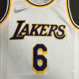NBA 75th Anniversary Los Angeles Lakers White Round Neck #6 JAMES Jersey High Quality Name and Number Print