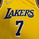 NBA 75th Anniversary Los Angeles Lakers Yellow Round Neck #7 ANTHONY Jersey High Quality Name and Number Print