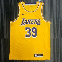 NBA Men Los Angeles Lakers Retro Yellow Round Neck #39 HOWARD Jersey High Quality Name and Number Print