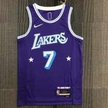 NBA Season 2022 75th Anniversary Los Angeles Lakers Purple Round Neck #7 ANTHONY Jersey High Quality Name and Number Print