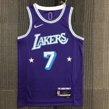NBA Season 2022 75th Anniversary Los Angeles Lakers Purple Round Neck #7 ANTHONY Jersey High Quality Name and Number Print