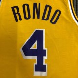 NBA Men Los Angeles Lakers Retro Yellow Round Neck #4 RONDO Jersey High Quality Name and Number Print