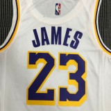 NBA 75th Anniversary Los Angeles Lakers White Round Neck #23 JAMES Jersey High Quality Name and Number Print