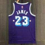 NBA Season 2022 75th Anniversary Los Angeles Lakers Purple Round Neck #23 JAMES Jersey High Quality Name and Number Print