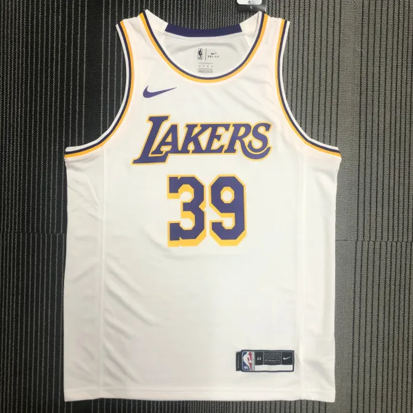 NBA Men Los Angeles Lakers #39 HOWARD Retro White Round Neck Jersey High Quality Name and Number Print