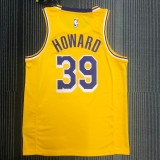 NBA Men Los Angeles Lakers Retro Yellow Round Neck #39 HOWARD Jersey High Quality Name and Number Print