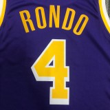 NBA Men Los Angeles Lakers Purple #4 RONDO Round Neck Jersey High Quality Name and Number Print