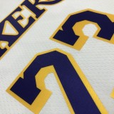 NBA 75th Anniversary Los Angeles Lakers White Round Neck #23 JAMES Jersey High Quality Name and Number Print