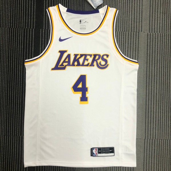 NBA Men Los Angeles Lakers #4 RONDO Retro White Round Neck Jersey High Quality Name and Number Print