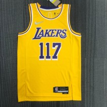 NBA 75th Anniversary X-BOX Los Angeles Lakers Yellow Round Neck #117 Jersey High Quality Name and Number Print