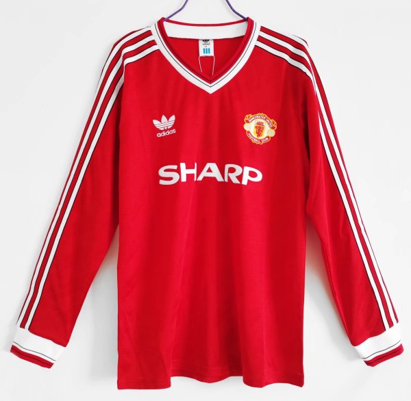 1986 Man United  Home Long Sleeve Retro Jersey