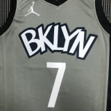 NBA Men 75th Anniversary Brooklyn Nets Grey with Jordan Logo #7 DURANTJersey High Quality Name and Number Print