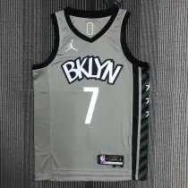NBA Men 75th Anniversary Brooklyn Nets Grey with Jordan Logo #7 DURANTJersey High Quality Name and Number Print