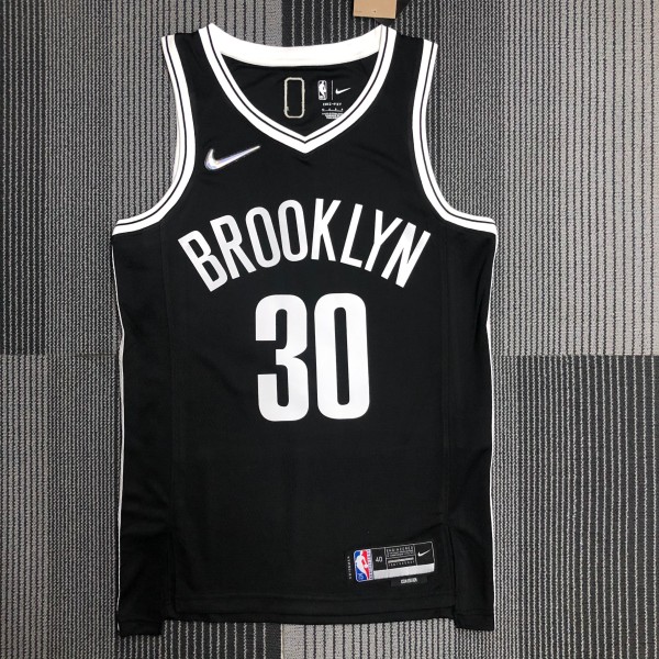 NBA Men 75th Anniversary Brooklyn Nets Black #30 Curry Jersey High Quality Name and Number Print