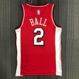 NBA Men 75th Anniversary Season 2022 Chicago Bulls Red #2 BALL Jersey High Quality Name and Number Print