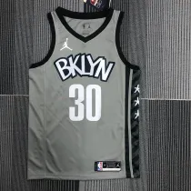 NBA Men Brooklyn Nets Grey with Jordan Logo #30 CURRY Jersey High Quality Name and Number Print