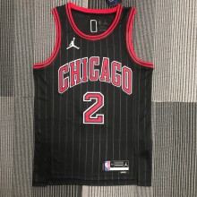 NBA Men 75th Anniversary Chicago Bulls Black with Jordan Logo #2 BALL Jersey High Quality Name and Number Print