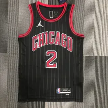 NBA Men 75th Anniversary Chicago Bulls Black with Jordan Logo #2 BALL Jersey High Quality Name and Number Print