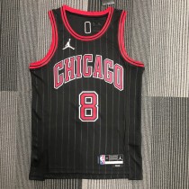 NBA Men 75th Anniversary Chicago Bulls Black with Jordan Logo #8 LAVINE Jersey High Quality Name and Number Print