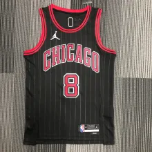 NBA Men 75th Anniversary Chicago Bulls Black with Jordan Logo #8 LAVINE Jersey High Quality Name and Number Print