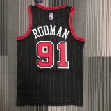 NBA Men 75th Anniversary Chicago Bulls Black with Jordan Logo #91 RODMAN Jersey High Quality Name and Number Print
