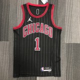 NBA Men 75th Anniversary Chicago Bulls Black with Jordan Logo #1 ROSE Jersey High Quality Name and Number Print