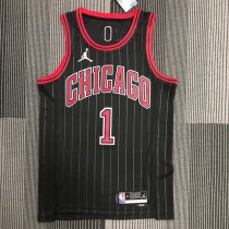 NBA Men 75th Anniversary Chicago Bulls Black with Jordan Logo #1 ROSE Jersey High Quality Name and Number Print