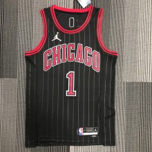 NBA Men 75th Anniversary Chicago Bulls Black with Jordan Logo #1 ROSE Jersey High Quality Name and Number Print